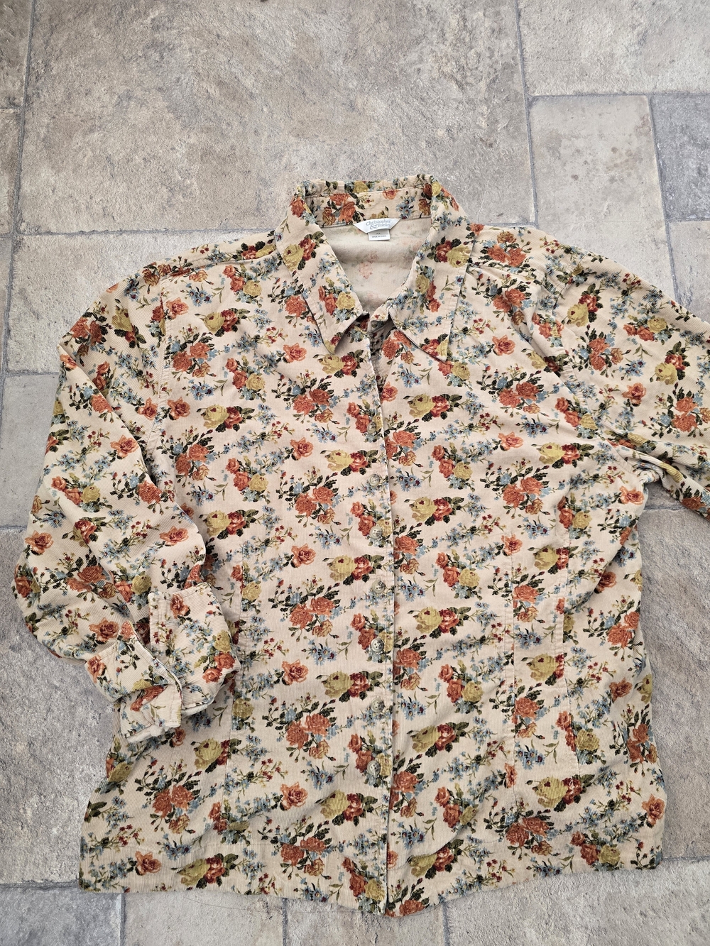 Christopher & Banks Floral Button-Front Shirt Jacket in Cream, Rust, Olive